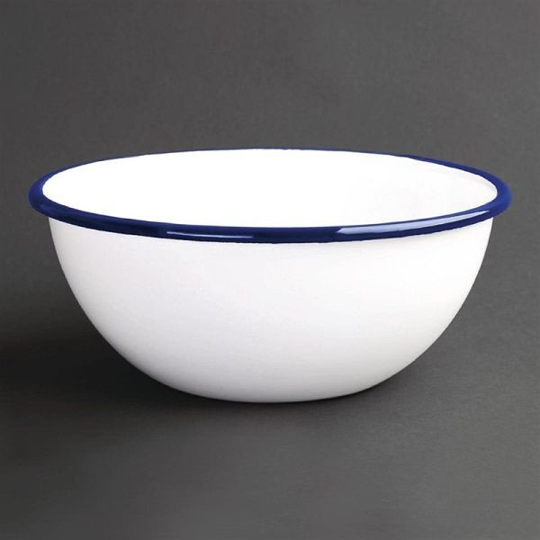 Olympia geëmailleerde dessertschalen wit-blauw 6cm, VE: 6 stuks, GM514
