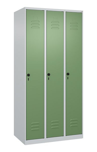 C+P luierkluis Classic PLUS met middenwand, 3 vakken, 1850x900x500mm, 7035/6011, veiligheidsdraaigrendel, 080000-30F S10010