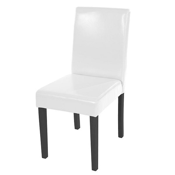 Mendler eetkamerstoel Littau, keukenstoel, kunstleer, wit, donkere poten, 74391