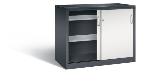 C+P schuifdeurkast Acurado, H1000xB1200xD600mm, kleur: zwartgrijs/lichtgrijs, beugelgreep, 2066-09 S10083