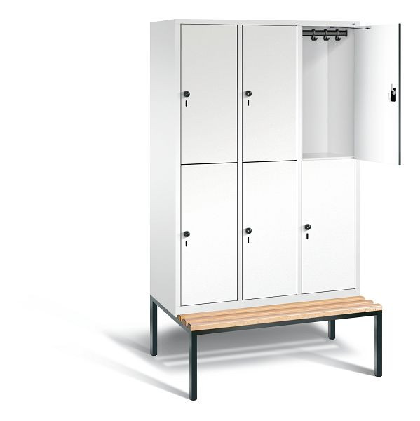 C+P locker 2-laags Evolo, H2090xB1200xD815mm, kleur: verkeerswit / decor wit, 48350-32 S10277