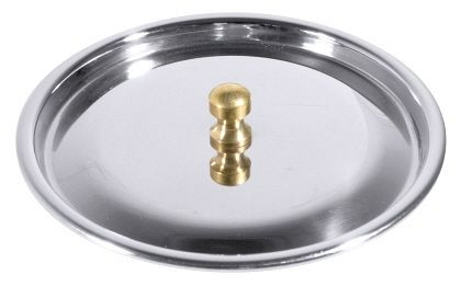 Contacto deksel 12 cm RVS met messing handvat, 3398/120