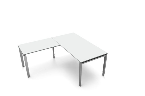 Kerkmann bureau, B 1600 x D 800 x H 680-820 mm met aanschuiftafel, vorm 5, kleur: lichtgrijs, 11414311