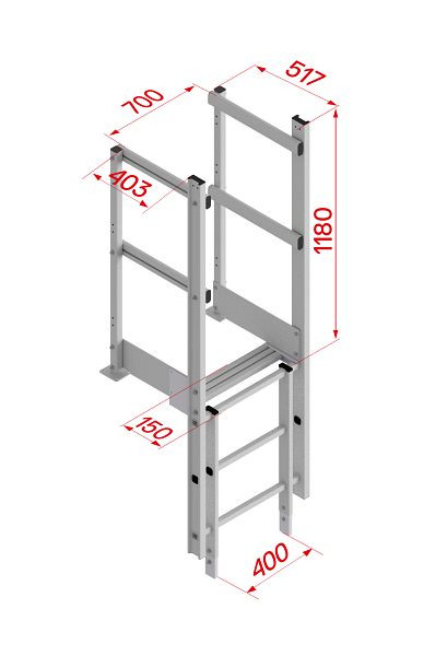 HYMER brede uitgang met leuning, aluminium, 0054055