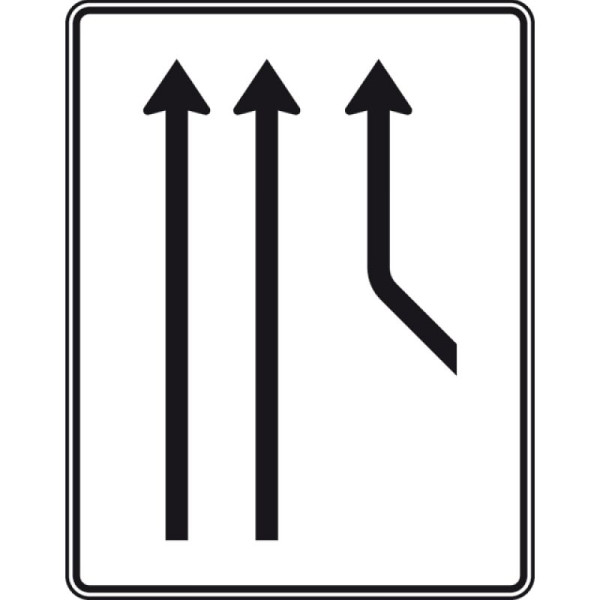 Steen HGS samenvoegbord op doorgaande route, twee rijstroken plus 1 rijstrook van rechts, nr. 550-21, RA1/vlakke vorm 3mm, zonder afstandsinformatie, 1600x1250mm, 550-21-113