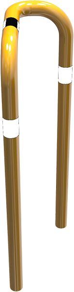 Schak-stootbeschermbeugel 90° aan één zijde rechts, stalen buis Ø 76 mm geel/zwart, hoogte boven de grond: 1150 mm, voor inzetting in beton, 477_77BG