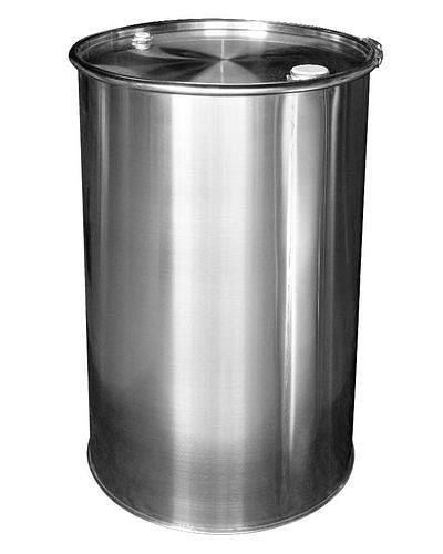 DENIOS Edelstahl-Deckelfass, 213 Liter, rillenfrei, 282137
