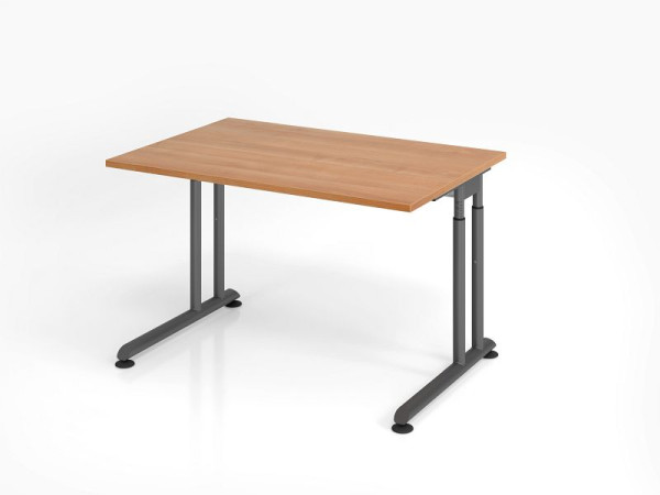 Hammerbacher bureau ZS12, 120 x 80 cm, blad: walnoot, 25 mm dik, ABS dikke rand, rechthoekige vorm, grafiet, VZS12/N/G