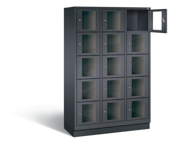 C+P lockerkast Classic, H1800xB1200xD500mm, kleur: zwart-grijs, 8020A325 S10015