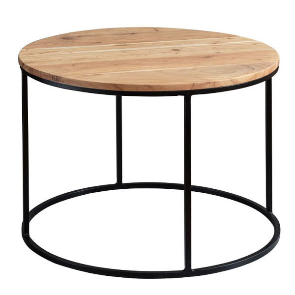 Wohnling salontafel 60x43x60 cm massief acaciahout / metaal, rond, massief, WL5.959