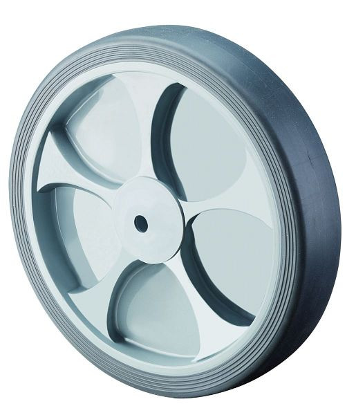 BS-wielen rubberwiel, wielbreedte 45 mm, wiel-Ø 160 mm, draagvermogen 200 kg, banden thermoplastisch grijs, wielkern kunststof, glijlager, B43.161