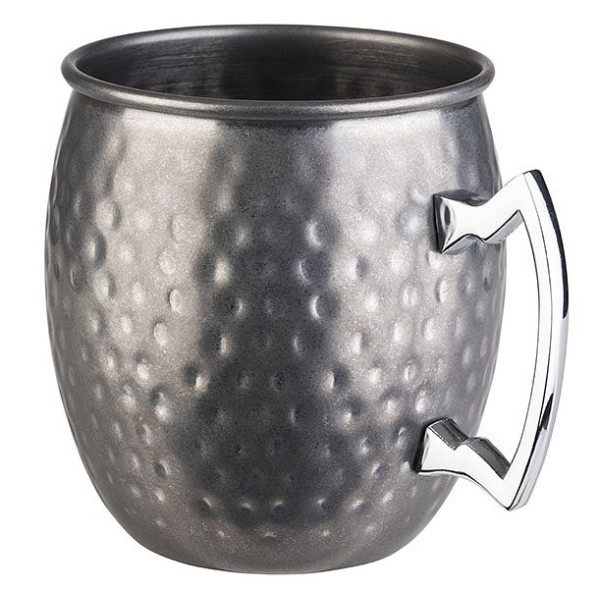 APS mok -MOSCOW MULE-, Ø 9 cm, hoogte: 10 cm, roestvrij staal, antieke roestvrijstalen look, gehamerd oppervlak, 93346