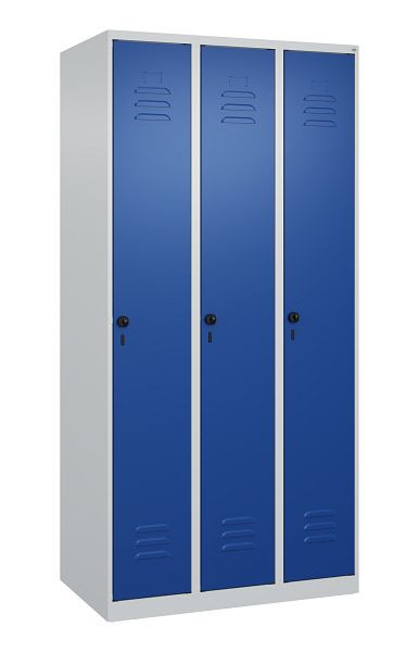 C+P luierkluis Classic PLUS, 3 vakken, 1850x900x500mm, 7035/5010, veiligheidsdraaigrendel, 080000-30 S10003