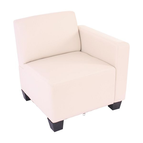 Mendler Modular zijdeel rechts, fauteuil met armleuningen Lyon, imitatieleer, creme, 21694