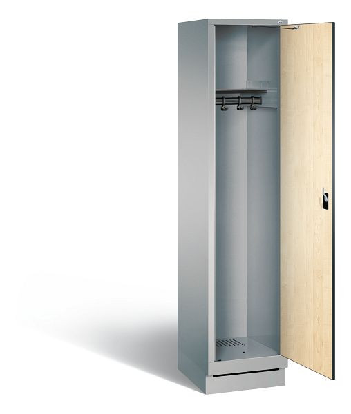 C + P Evolo garderobe, H1800xW420xD500mm, kleur: wit aluminium / Donau esdoorn decor, 48020-12 S10445