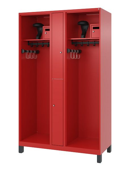 C+P brandweerkast Evolo, model MAXI, 2 compartimenten, H1950B1200T500 mm, vuurrood, voeten, 0496015-020 S10008