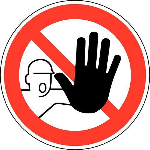DENIOS verbodsbord "Verboden toegang voor onbevoegden", aluminium, 300 mm, verpakking van 5, 164927