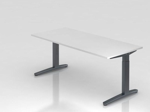Hammerbacher bureau C-poot 180x80cm wit/grafiet, rechthoekige vorm, VXB19/W/GG