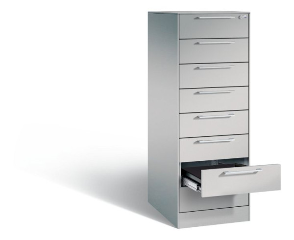 C+P archiefkast Asisto, H1310xB440xD600mm, kleur: wit aluminium, beugelgreep, 146225-822 S10027