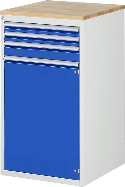 RAU ladekast serie 7000, B580xD650xH1035mm, laden: 2xH60, 1xH90mm, draaideur H720mm, massief beukenhouten blad, 03-L7.13AR-B.11