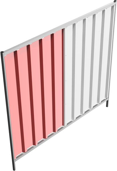 Schake bouwhek trapeze, plaatcoating: rood/wit, hoogte: 2,0 m, 3B2022RW