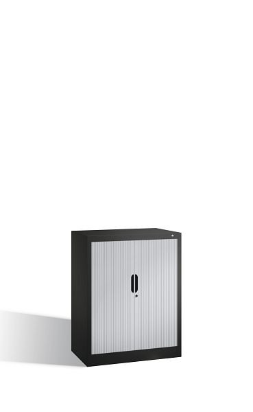 C+P dressoir met rolluik Omnispace, H1030xB800xD420mm, kleur: zwartgrijs/lichtgrijs, verzonken greep, 2 niveaus, 3241-00 S10067