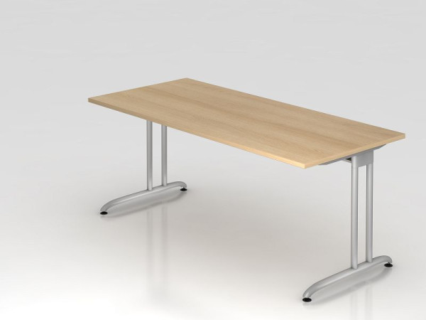 Hammerbacher bureau C-poot 180x80cm eiken, horizontale kabelgoot, werkhoogte 72 cm, VBS19/E/S