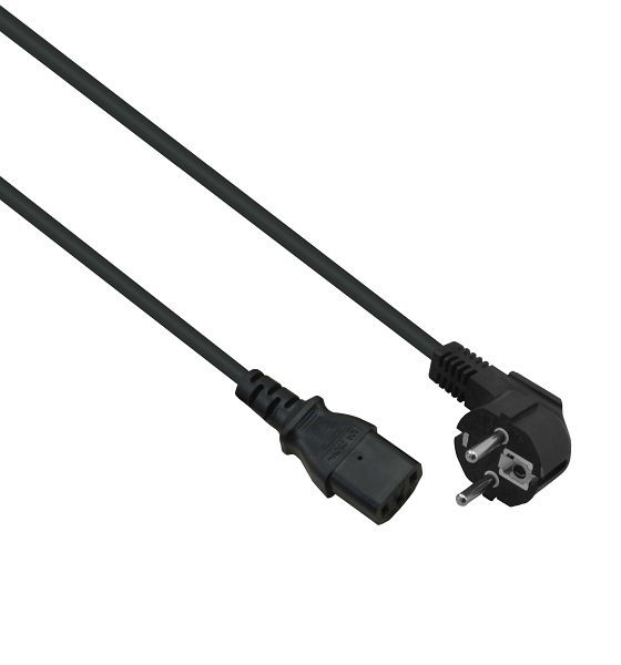 Helos netaansluitkabel, veiligheidsstekker 90° naar C13, zwart, 1,0m, 262652