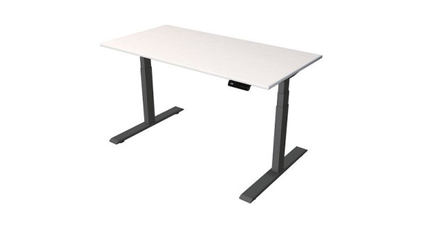 Kerkmann zit-/statafel Home office B 1400 x D 700 mm, elektrisch in hoogte verstelbaar van 630-1270 mm, wit/antraciet, 10179610