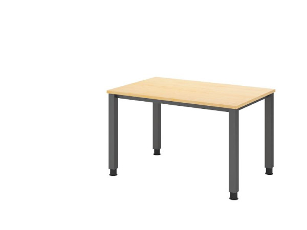 Hammerbacher bureau QS12, 120 x 80 cm, blad: esdoorn, 25 mm dik, 4-poots frame in grafiet (vergelijkbaar met RAL 7012), werkhoogte 68-83,5 cm, VQS12/3/G