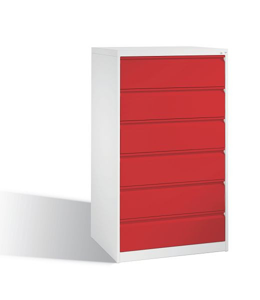 C+P archiefkast Acurado, H1357xB787xD590mm, kleur: verkeerswit / vuurrood, handgreep, 12936-323 S10082