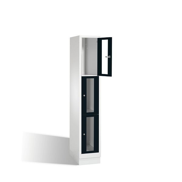 C+P lockerkast Classic, H1800xB320xD500mm, kleur: lichtgrijs / zwartgrijs, 8020A103 S10005
