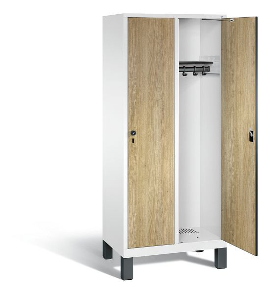 C+P Evolo kleerkast, H1850xW810xD500mm, kleur: verkeerswit / decor eiken Sereno, 48010-22 S10347