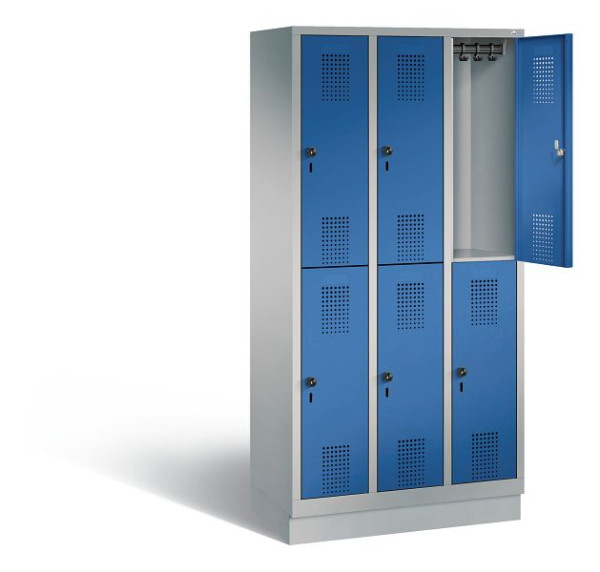 C+P locker dubbeldekker Evolo, H1800xB900xD500mm, kleur: wit aluminium / gentiaanblauw, 48320-30 S10723