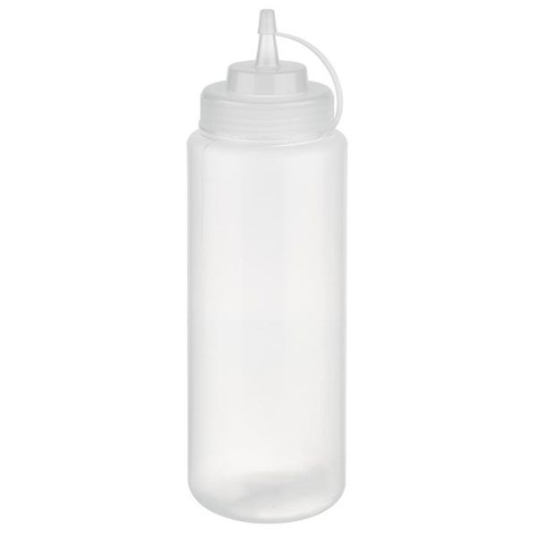 APS knijpfles, Ø 8 cm, hoogte: 26,5 cm, 1.025 ml, polyethyleen, transparant, met schroefdeksel, met dop, vulopening: Ø 5,5 cm, 93259