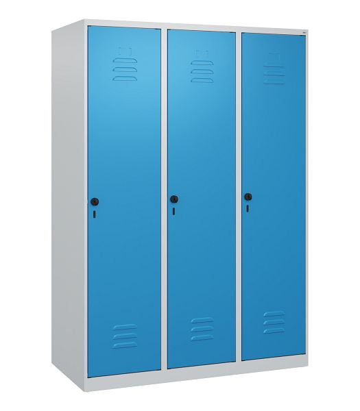C+P luierkluis Classic PLUS met middenwand, 3 vakken, 1700x1200x500mm, 7035/5012, veiligheidsdraaigrendel, 0800007-32F S10004
