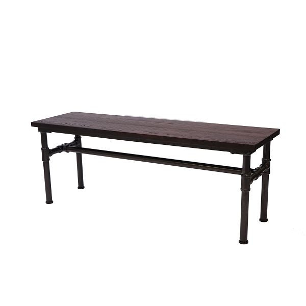 Mendler bank HWC-H10b, eetkamerbank bankkruk, iepenhout industrieel design, 120x35cm, zwartbruin, 72488