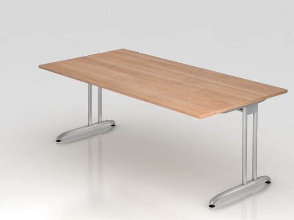 Hammerbacher bureau C-poot 200x100cm walnoot, werkhoogte 72 cm, VBS2E/N/S