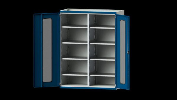 ANKE werkbanken, zware kast, model 401, 1485 x 690 x 1950 mm, zichtvlak van plexiglas, RAL 7035/5010, 621.039