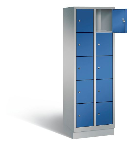C+P lockerkast Evolo, H1800xB610xD500mm, kleur: wit aluminium / gentiaanblauw, 48020-205 S10189