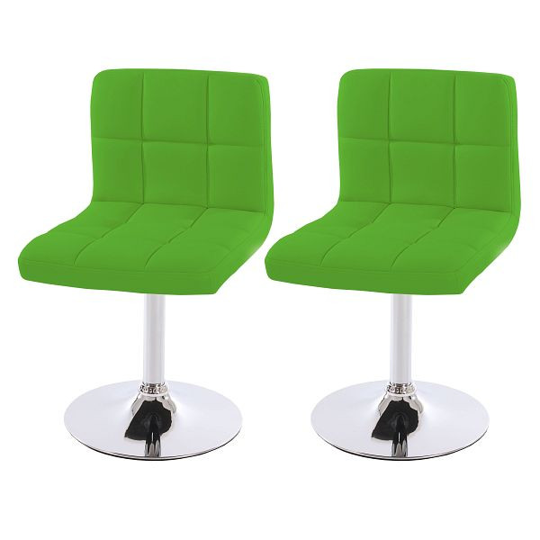 Mendler set van 2 eetkamerstoelen bureaustoel Kavala imitatieleer chroom, groen, 26630