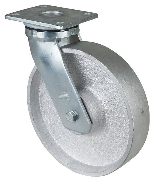 BS Wielen Zwaarlastwiel met rem, breedte 54 mm, Ø250 mm, tot 1400 kg, gegoten loopvlak, gegoten wiellichaam, kogellagers, RR120.C81.250