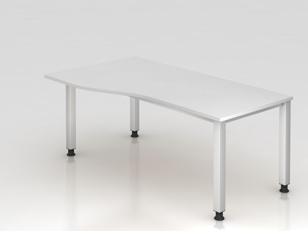 Hammerbacher bureau 4-poots vierkant 180x100/80cm wit, vrije vorm, links of rechts te monteren, VQS18/W/S