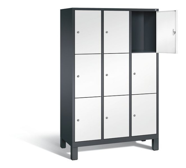 C+P lockerkast Evolo, H1850xB1200xD500mm, kleur: zwartgrijs / verkeerswit, 48010-323 S10160