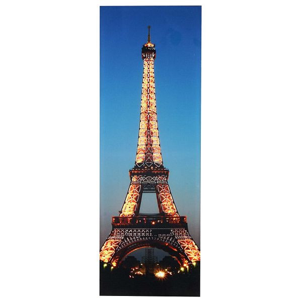 Mendler LED-foto, canvasfoto, verlichte foto, muurschildering, timer, 100x35cm Eiffeltoren, flikkerend, 36622