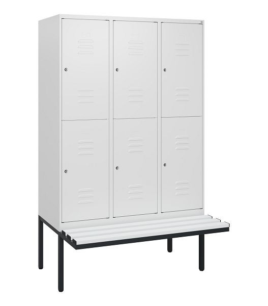 C+P dubbeldekskast Classic PLUS, 3 compartimenten, 1950x1200x815mm, 9016/9016, cilindersloten, zwevende zitting, 0803405-32 S10089