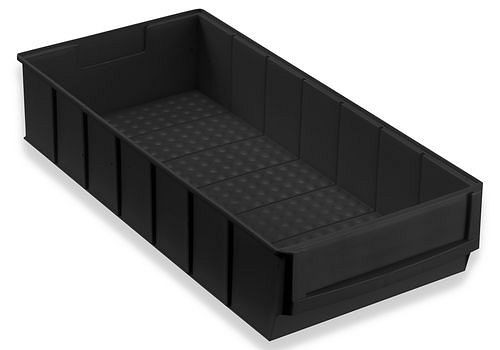 DENIOS pro-line ESD-plankdoos pro-line C2-B, PP, 185 x 400 x 81 mm, zwart, 24 stuks, 265171