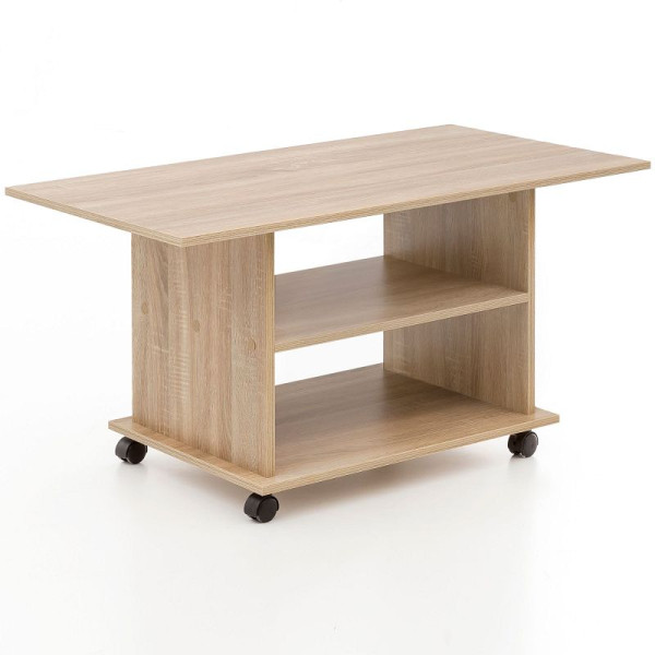 Wohnling Design salontafel 95 x 51 x 54,5 cm Sonoma draaibaar met wielen, WL5.739