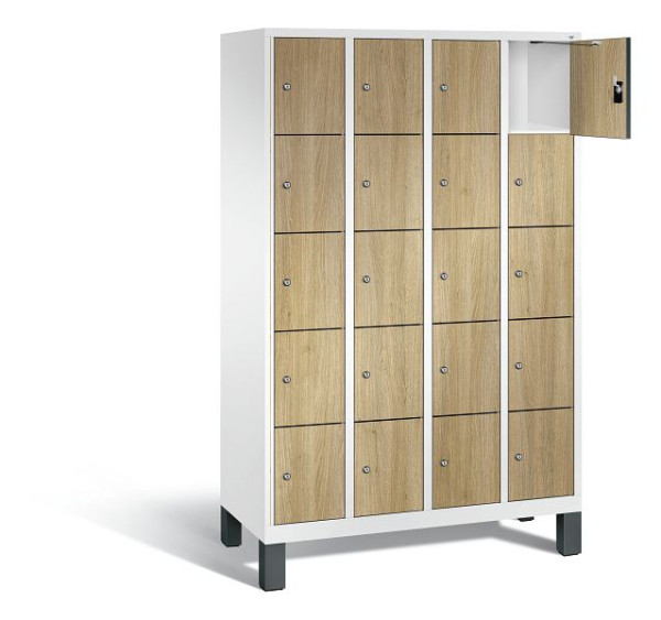 C+P lockerkast Evolo, H1850xB1190xD500mm, kleur: verkeerswit / decor eiken Sereno, 48010-405 S10175