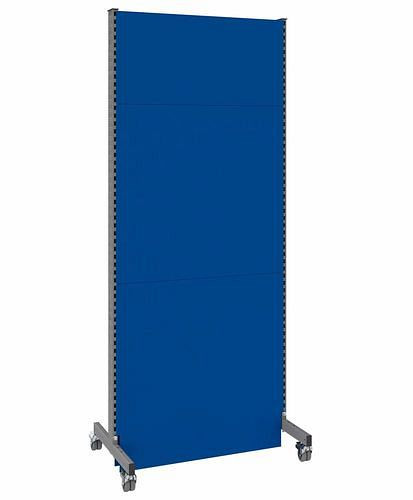 DENIOS mobiele akoestische scheidingswand, basispaneel, B 1000, H 2500 mm, tweezijdige akoestische geperforeerde plaat, grijs/blauw, 293109